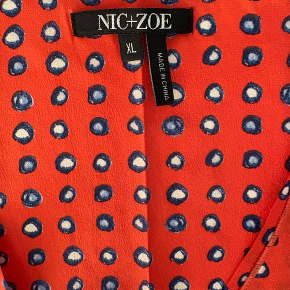Nic+ Zoe Silk Red Polka Dot blouse Size XL NWT - Picture 3 of 5